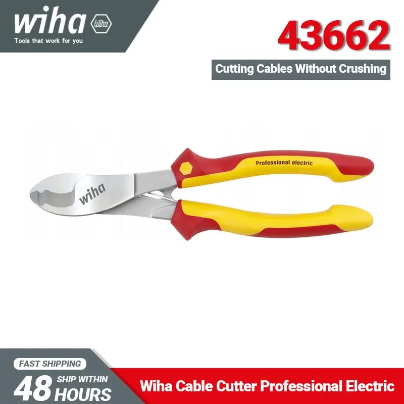 Wiha 43662 cortador de cabo 1000v vde-testado isolado ferramenta de corte de fio elétrico com abertura comutável primavera limpeza-corte 210mm