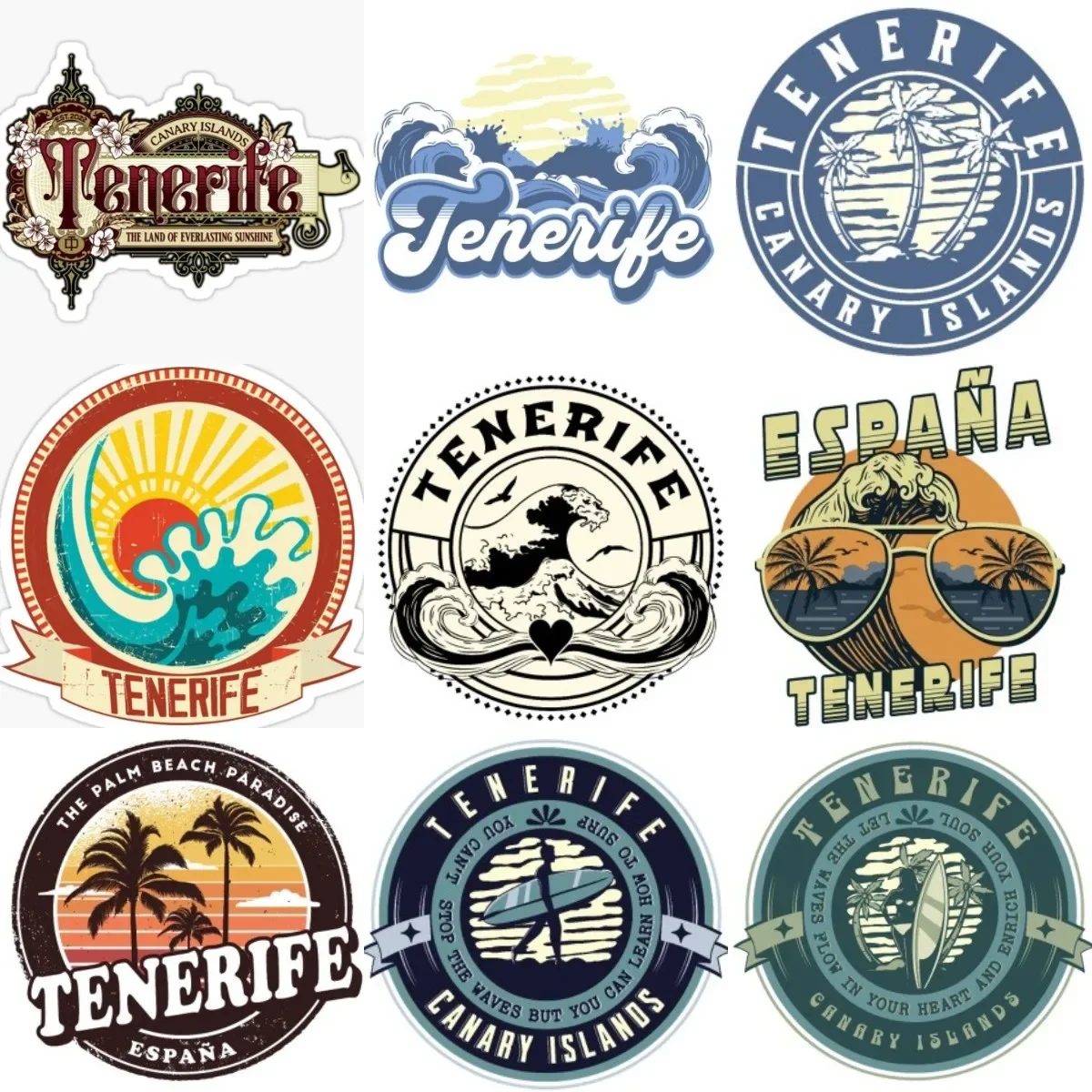 España Tenerife ola de mar vacaciones insignia pegatinas portátil coche ventana vidrio camión motocicleta bicicleta pared Camper calcomanía Assecories
