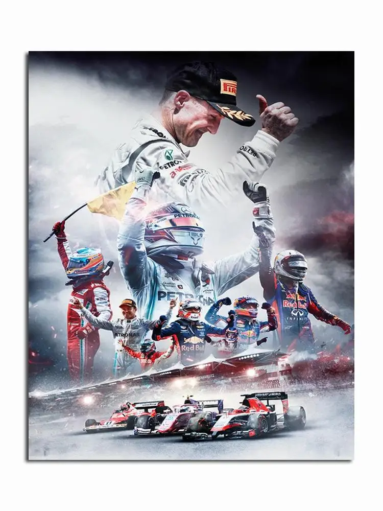 F1 بطل العالم شوماخر ملصق الفورمولا 1 سيارة قماش عمل فني أحمر سباق جدار الفن يطبع صورة مثالية للغرفة الداخلية ديكو