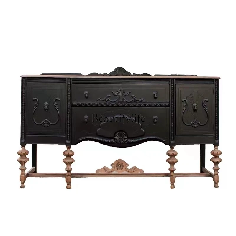 

*French retro solid wood porch cabinet American neoclassical locker simple and modern