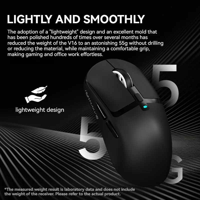 Leichte Gaming-Maus PAW3311, Tri-Mode-Verbindung, 22000 DPI, 1000 Hz, makroprogrammierbare maßgeschneiderte Maus
