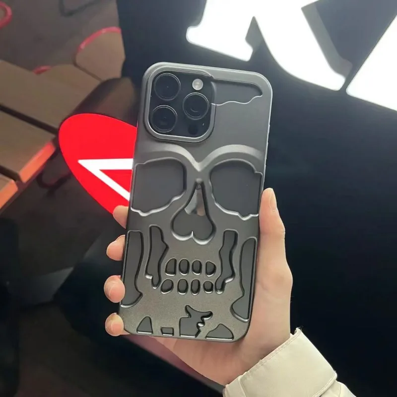 3D Hollow Skull Callous Phone Case for iPhone 15 14 16 Plus 13 12 11 16 Pro Max Luxury Plating Shockproof Ghostface Soft Cover