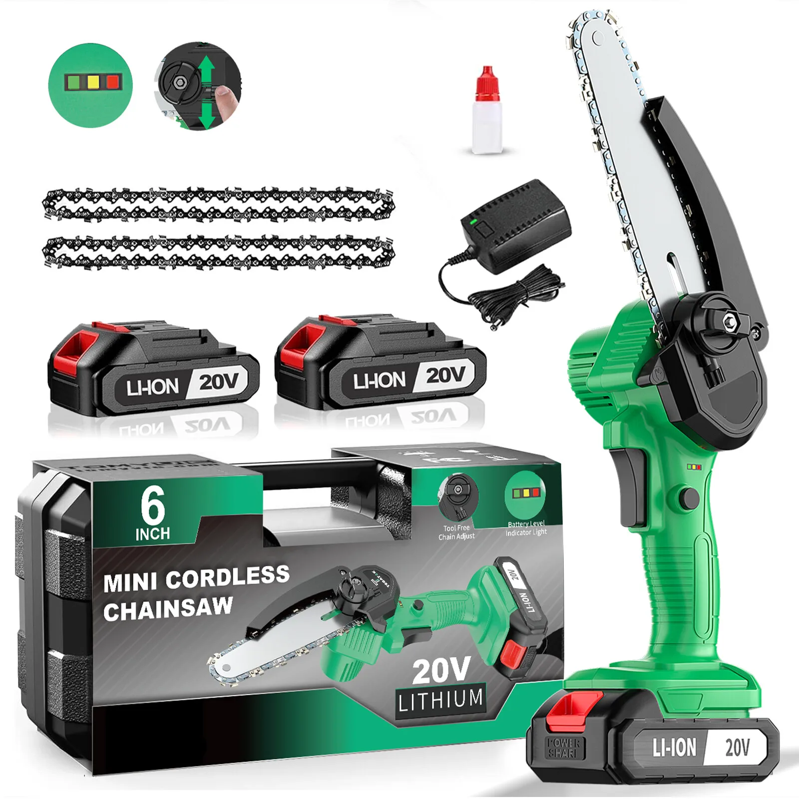 

6-inch Electric Cordless Mini Chain Saw Portable Handheld Electric Chain Saw