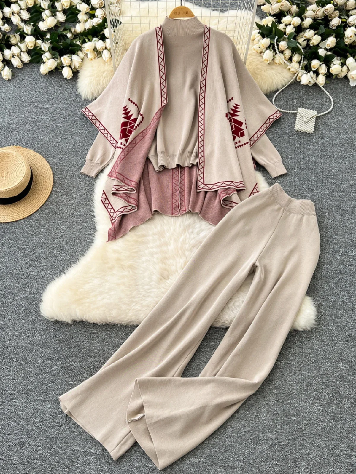 

Свободная ленивая водолазка, пуловер, вязаный комплект, кардиган, шаль, плащ, персонализированные пальто, уличные модные костюмы премиум-класса, брюки