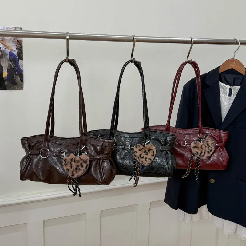 

Винтажная женская сумка подмышки 2025 года, многосторонняя сумка через плечо из натуральной кожи большой вместимости, шикарная сумка-тоут в стиле ретро для работы