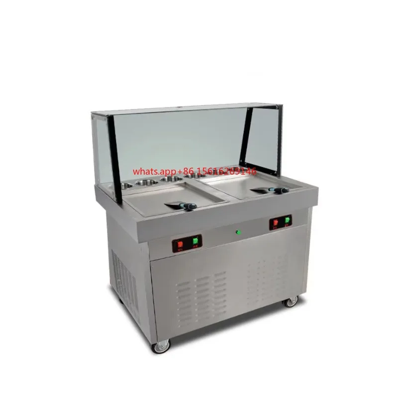 

Factory Price Fried Ice Cream Pan Roll Dessert Machine Mesin Ais Krim Goreng with Windshield