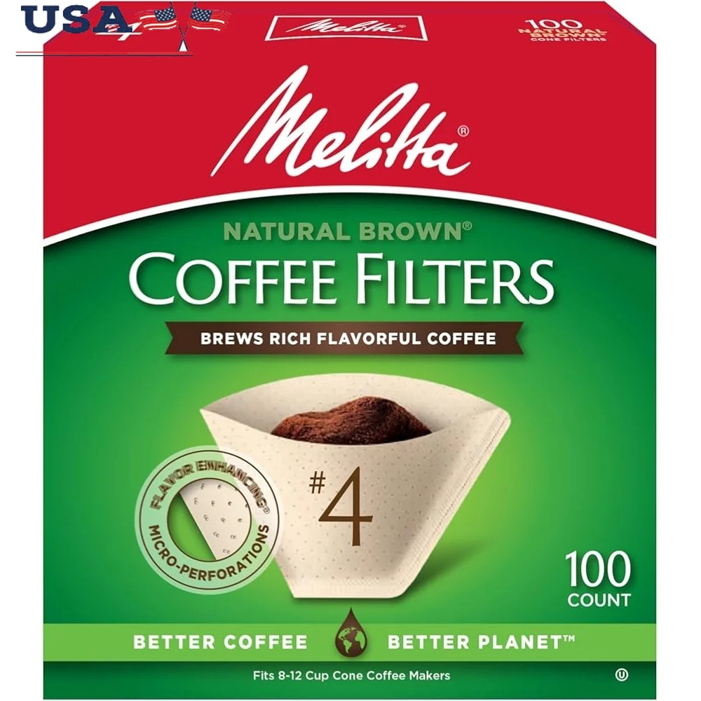 Filtros de café de cono premium, paquete de 100 unidades de 6 microperforación, mejora del sabor, se adapta a cafeteras de goteo de 8 a 12 tazas