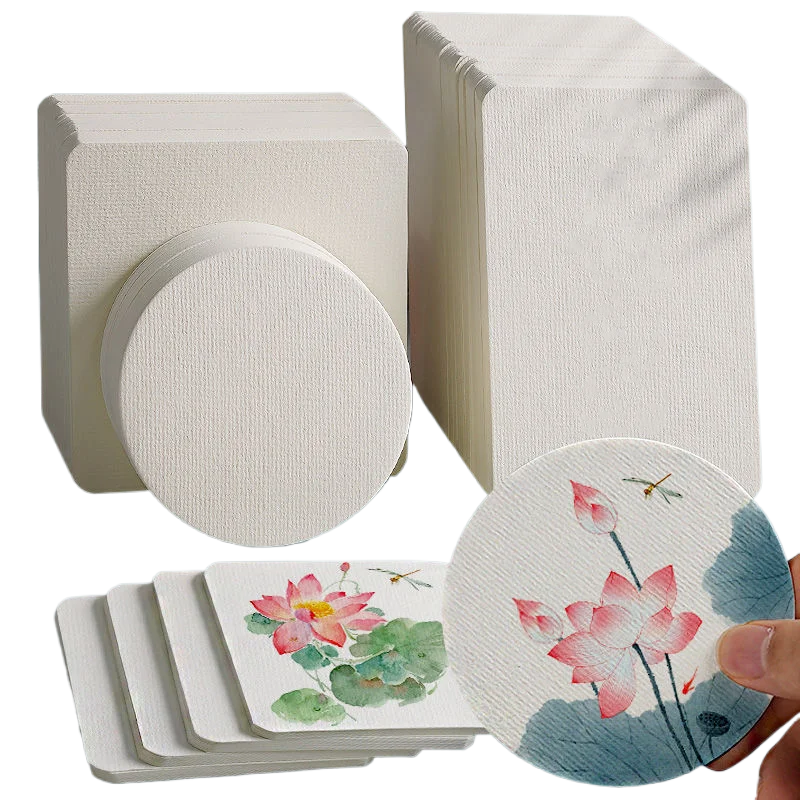 

Circular Postcard DIY Hand Painting Paper Square Art Watercolor Paper Thickened 300g Cotton Pulp Watercolor Papers Beginners