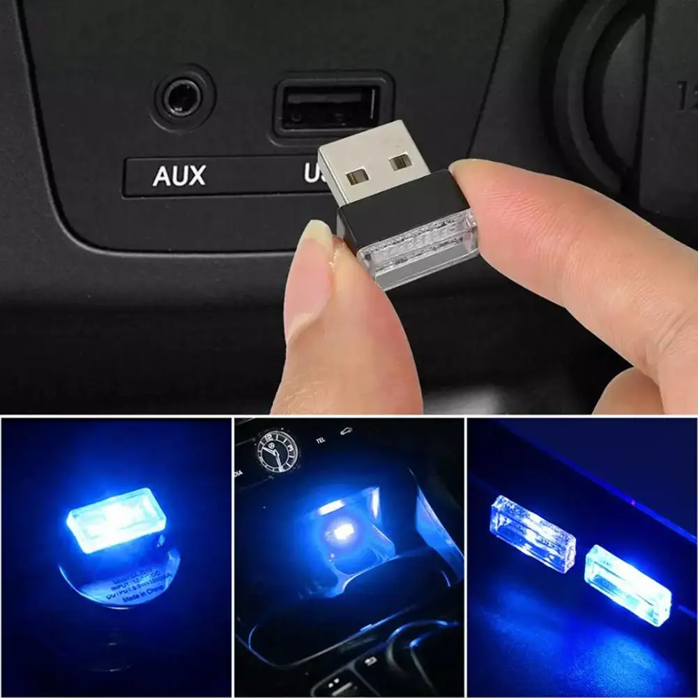 Car Mini USB Atmosphere Night Light Universal Decorative Light 0.3V 0.06 A USB Port For Cars Computers Laptops Ambient Lighting