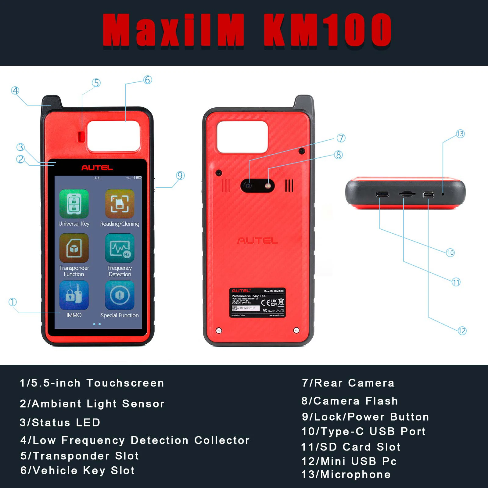 Autel MaxiIM KM100 Universal Key Generator Kit Fast Key Generation Tool Transponder Reading/ Writing/ Cloning Key Renew Tool