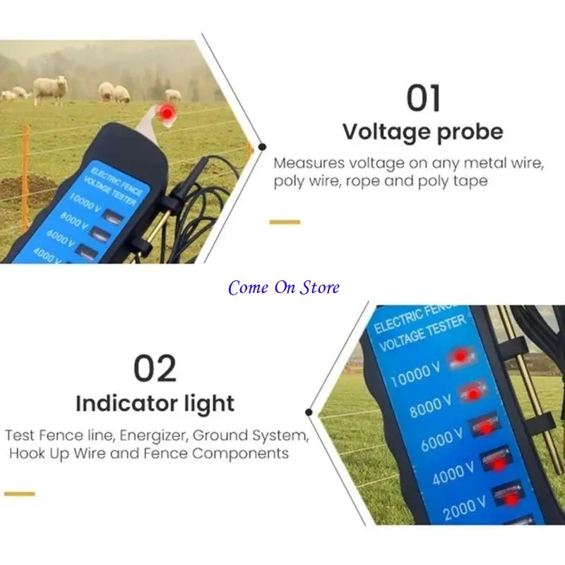 

M6CF водонепроницаемый электрический забор электрические тестеры 10000 В 6 Светодиодные индикаторы для использования фермы