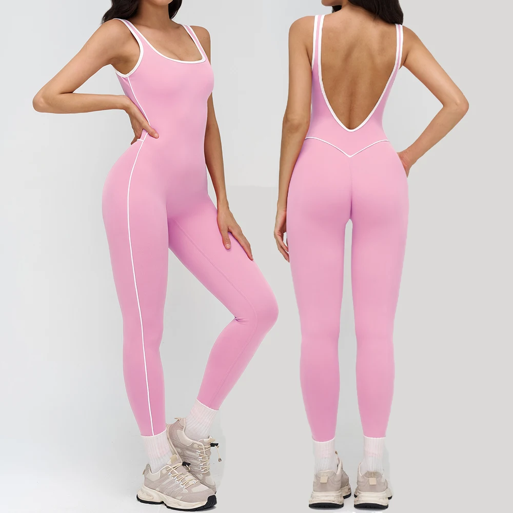 

Цельный спортивный комбинезон для йоги, спортивный комплект, женская спортивная одежда, сексуальное боди на спине, тренировочная одежда для женщин, спортивный костюм, костюм для фитнеса