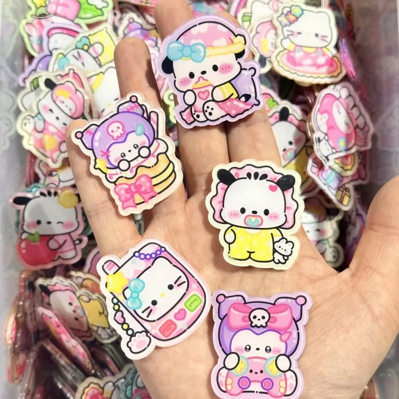 Sanrio อะนิเมะการ์ตูน Hello Kitty Kuriomia 2ซม. ชิ้นส่วนอะคริลิคทำด้วยมือ DIY วัสดุกระเป๋าจี้ที่มีรูน่ารักของขวัญ