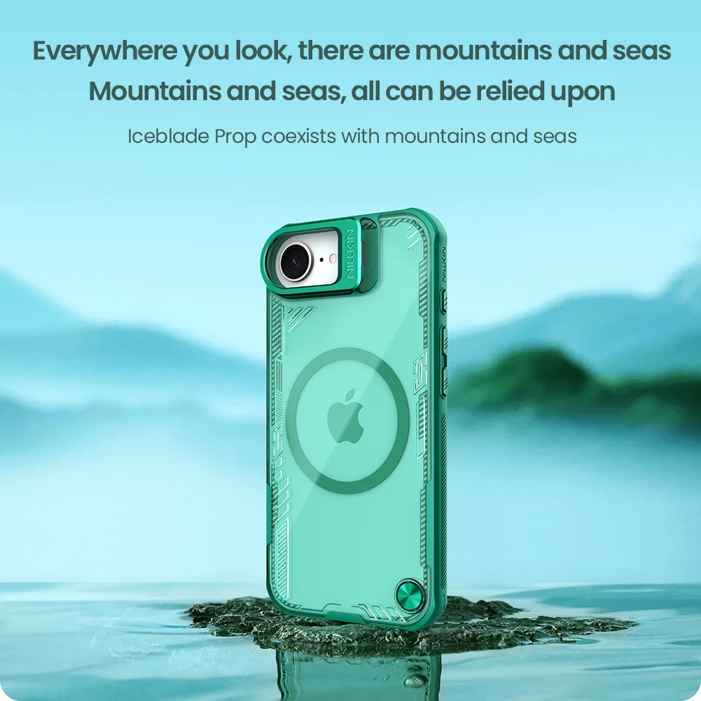 Para iPhone 16e funda NILLKIN Iceblade Prop para lente de privacidad magnética cámara cubierta protectora hueca