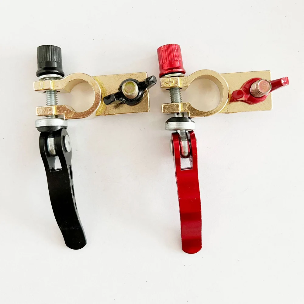 2Pcs Brass Automotive Battery Terminals Top Post Wire Cable Clamp Terminal Connectors For 12V 24V UTV Boat Race Car Accessories