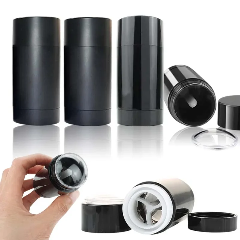 3/12/24個入り 75g AS マットブラック デオドラント容器 空のツイストアップ式 フロスト加工 デオドラントスティック包装チューブ 75ml ブラックスリーブ