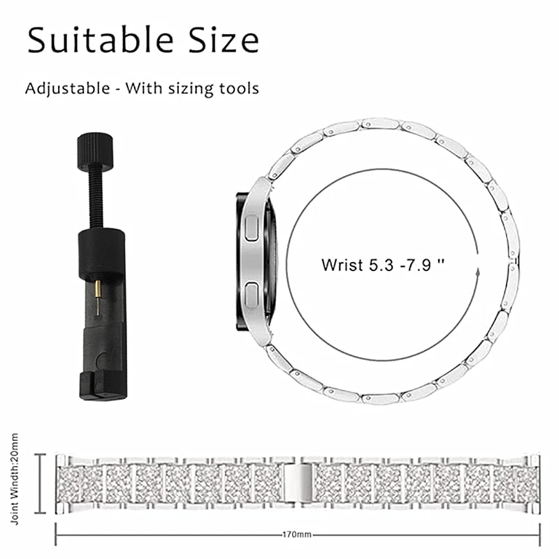 Bling Case+ Jewelry Bracelet for Samsung Galaxy Watch 4 5 6 Band 40mm 44mm Steel Strap Protective Cover Galaxy Watch 4 5 6