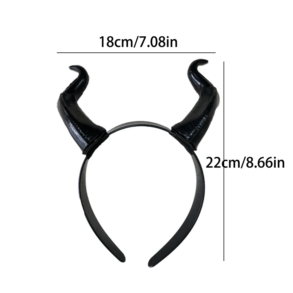 Women Black Queen Witch Demon Horns Headpiece Cosplay Animal Antelope Devil Headdress Christmas Halloween Party Costume Headband