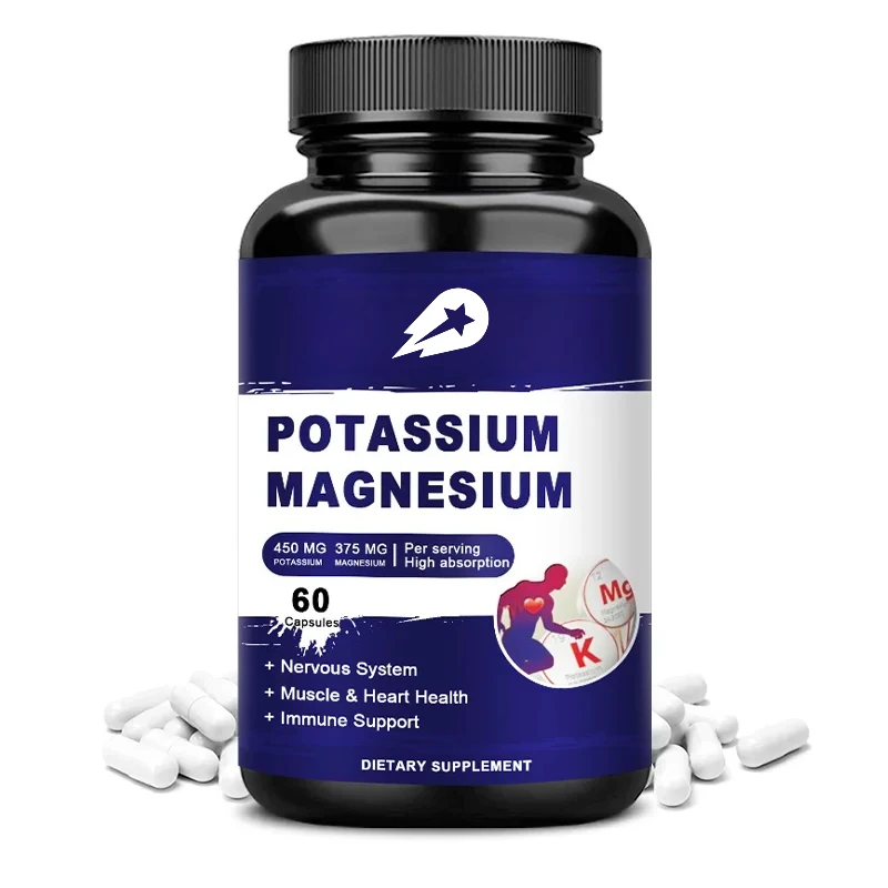 

Potassium Magnesium Capsule for Muscle, Bone, Nervous, Heart Health, Relieve Fatigue and Headaches, Improve Immune System