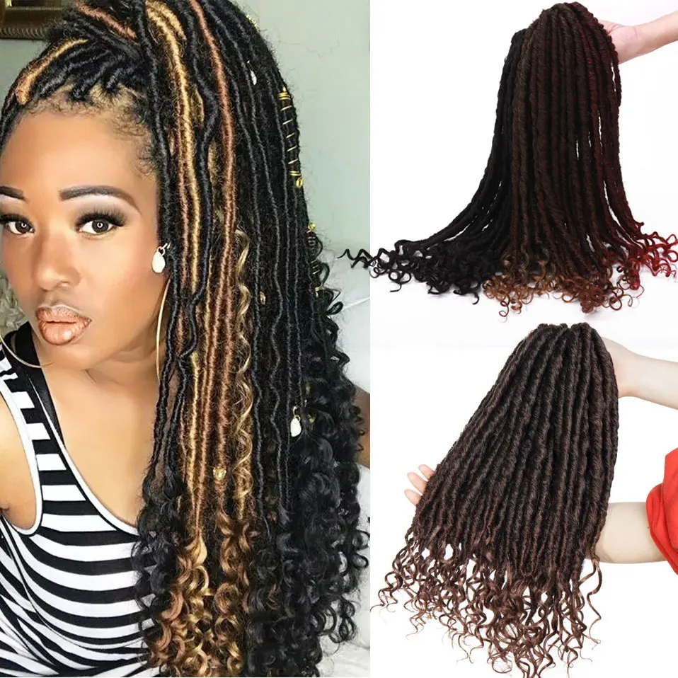 

BENEHAIR Goddess Faux Locs Вязаные крючком волосы 24 пряди Вязание крючком Синтетические волосы Афро косички Наращивание волос Вьющиеся концы Ombre
