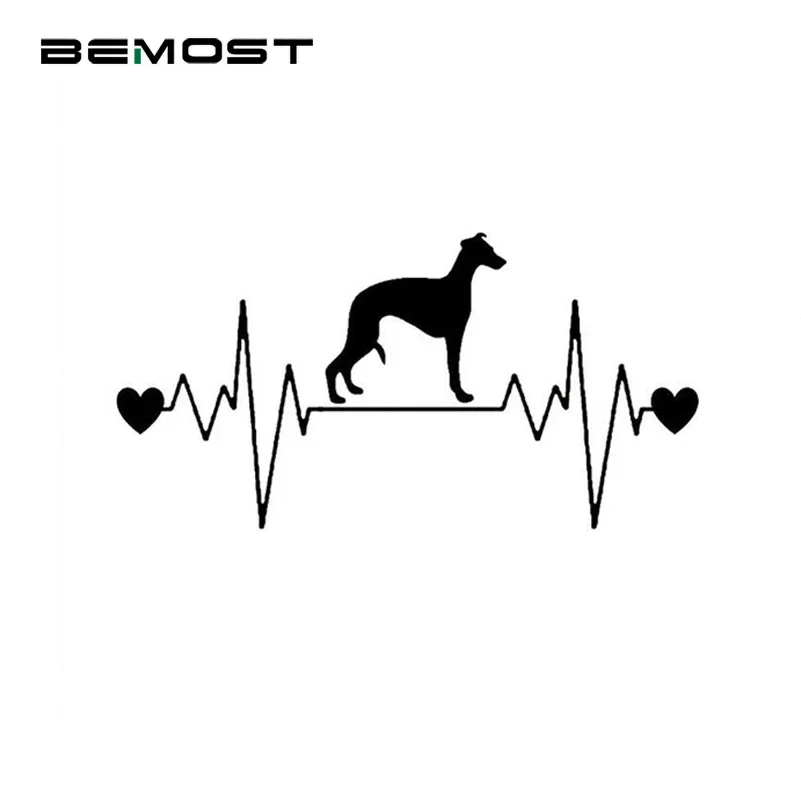 

BROSHOO Fashion Vinyl Pet Dog Car Decal Animal Whippet Heartbeat Lifeline Car Sticker Decoration Accessories Styling 20.3*10.4cm