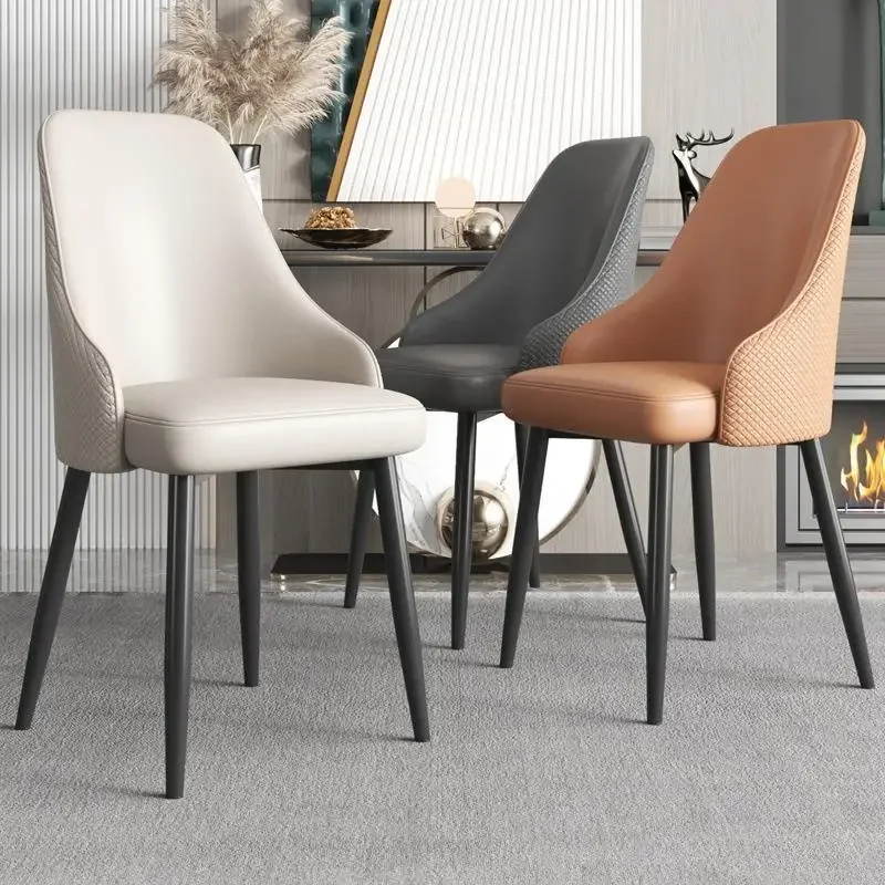 Nordic Leather Dining Chairs, Restaurant Furniture, Backrest Soft Stool,Design