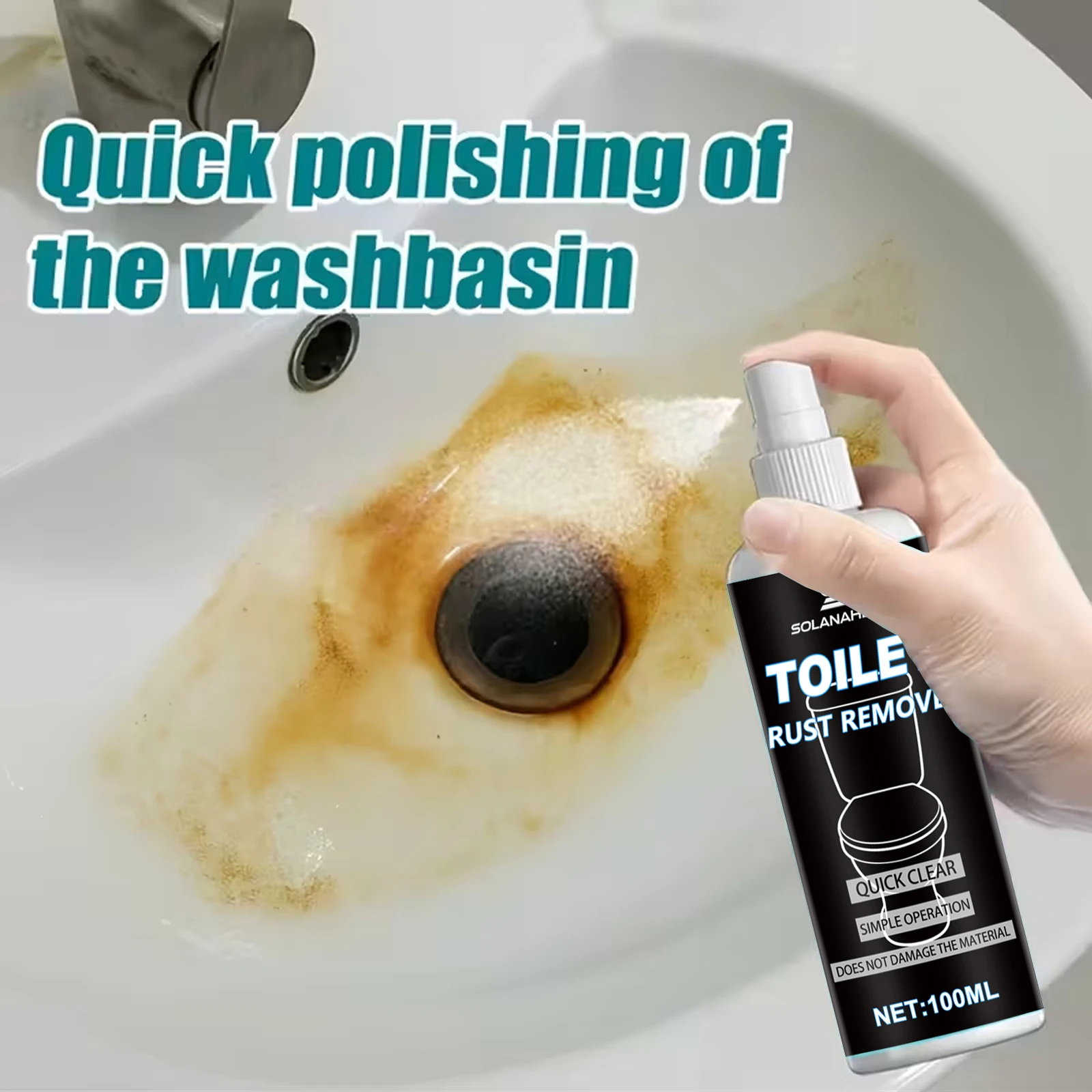 Ceramic/Toilet Rust Remover - Fast-Acting Rust and Yellowing Cleaner, Non-Toxic, Safe for Bathrooms, Kitchens, Floors, Toilets,