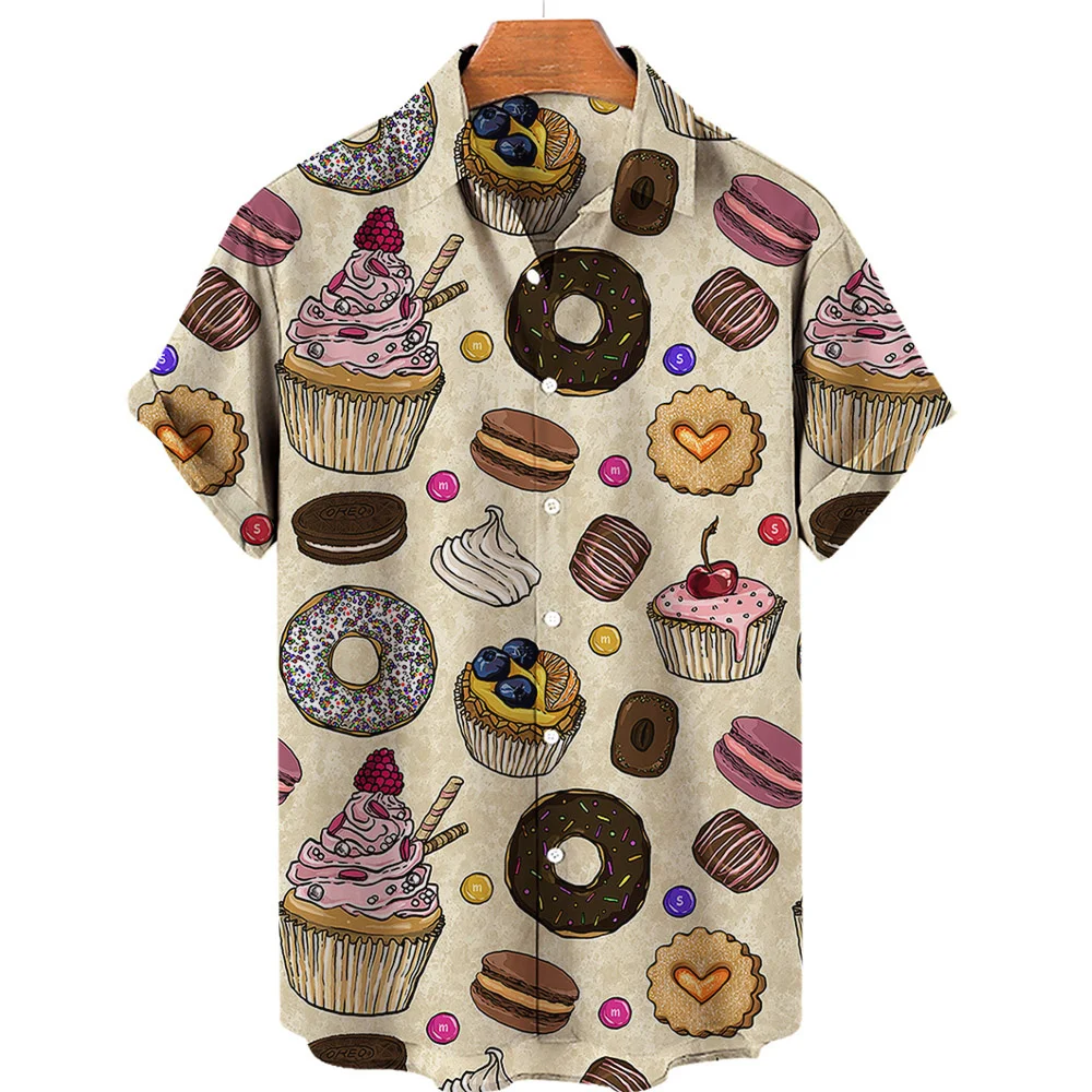 

Гавайская Повседневная рубашка для мужчин, летняя пляжная одежда большого размера с цветочным принтом и коротким рукавом, с 3D-принтом гурманов Y2k Dazn