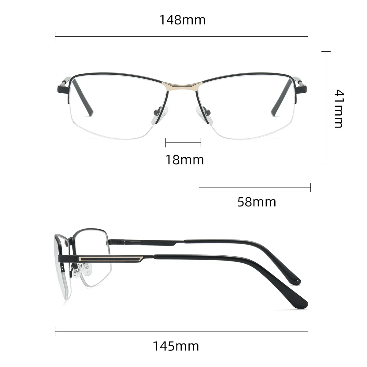 JMISUS Fashion Business Half-Rimless Prescription Glasses Man Half-frame Rectangle Optical Eyewear Metal Progressive Eyeglasses
