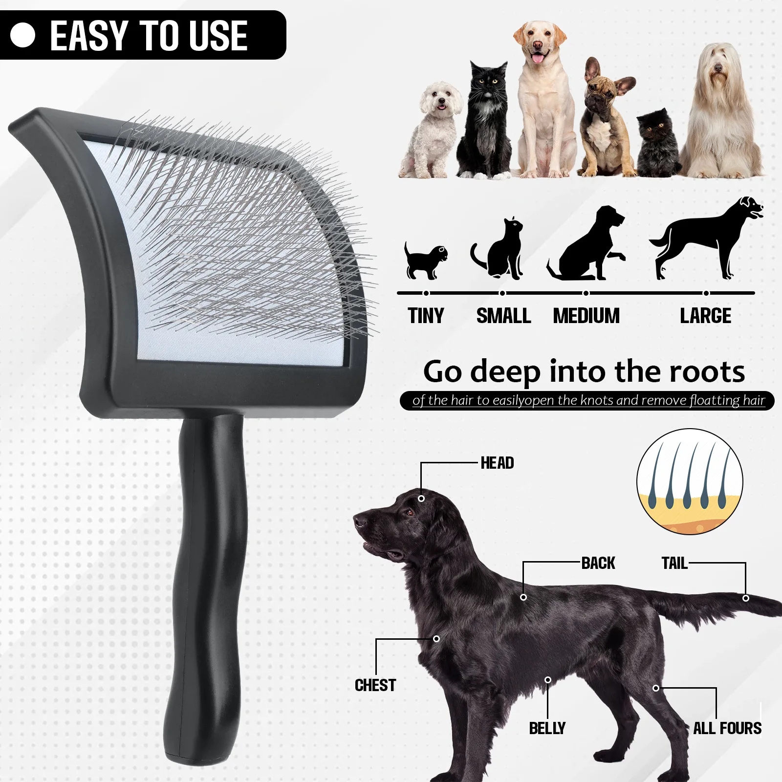 Dog Comb Grooming Brush Massage Cat Pet Hair Remover Stainless Steel Combs for Dogs Knot Opening Pets Accessories