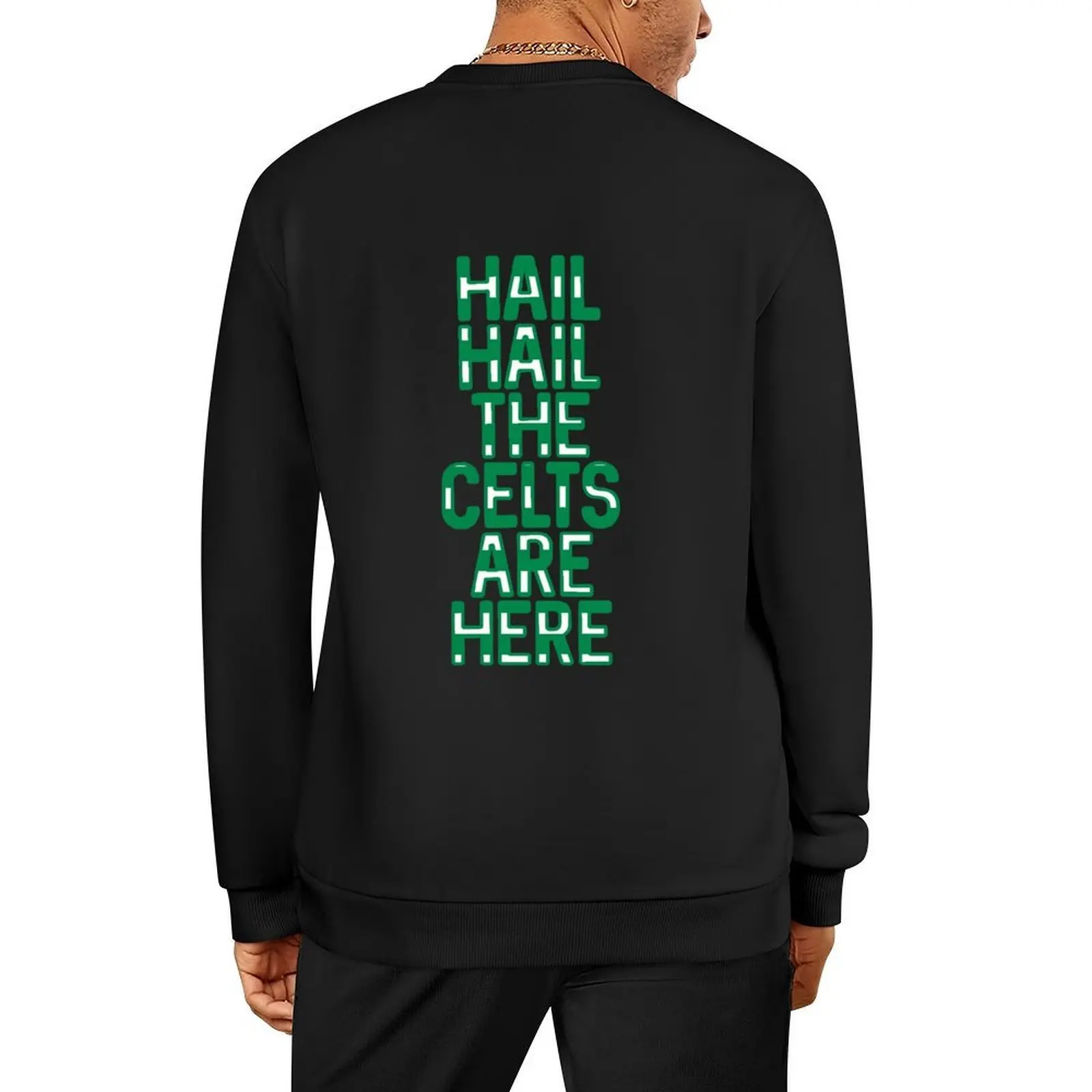 

Hail Hail The Celts Are Here, Glasgow Celtic Football Club Green and White Striped Text Design Pullover