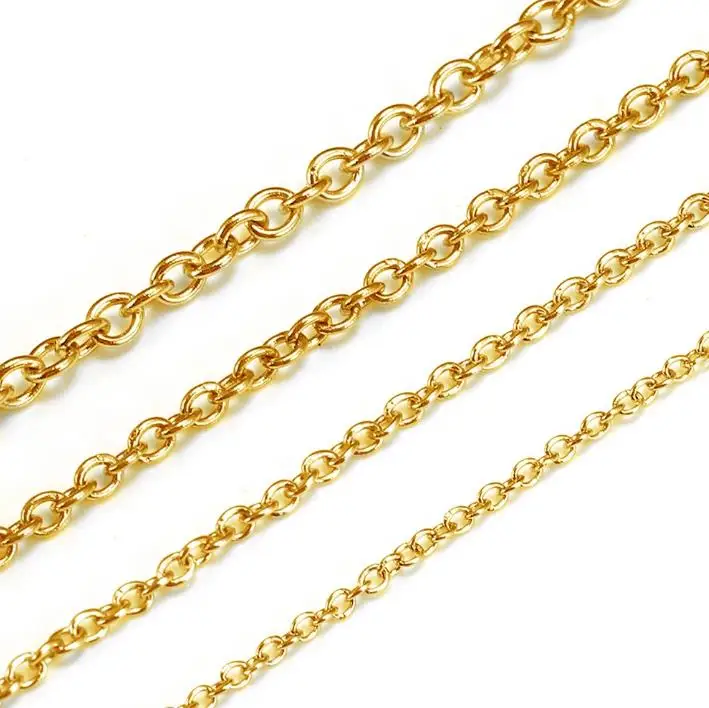 2Meters Gold Color Stainless Steel O Shape Link Chain Round Cross Chain Bracelet Necklace DIY Jewelry Making DIY image 2