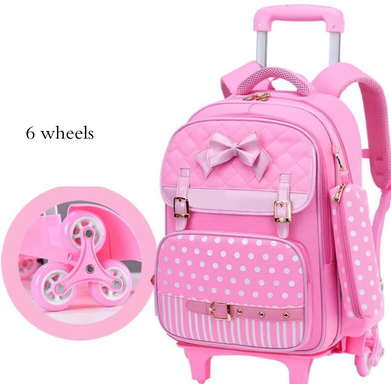 Zaino con ruote per scuola per bambini per ragazze Trolley zaino per scuola zaino con ruote zaino per bambini con 2 ruote 6 ruote