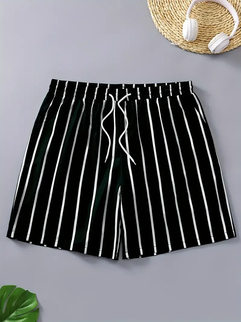 

Men's Swim Shorts Stripe Print Breathable Shorts Lightweight Quick Dry Summer Pool Beach and Outdoor Activities