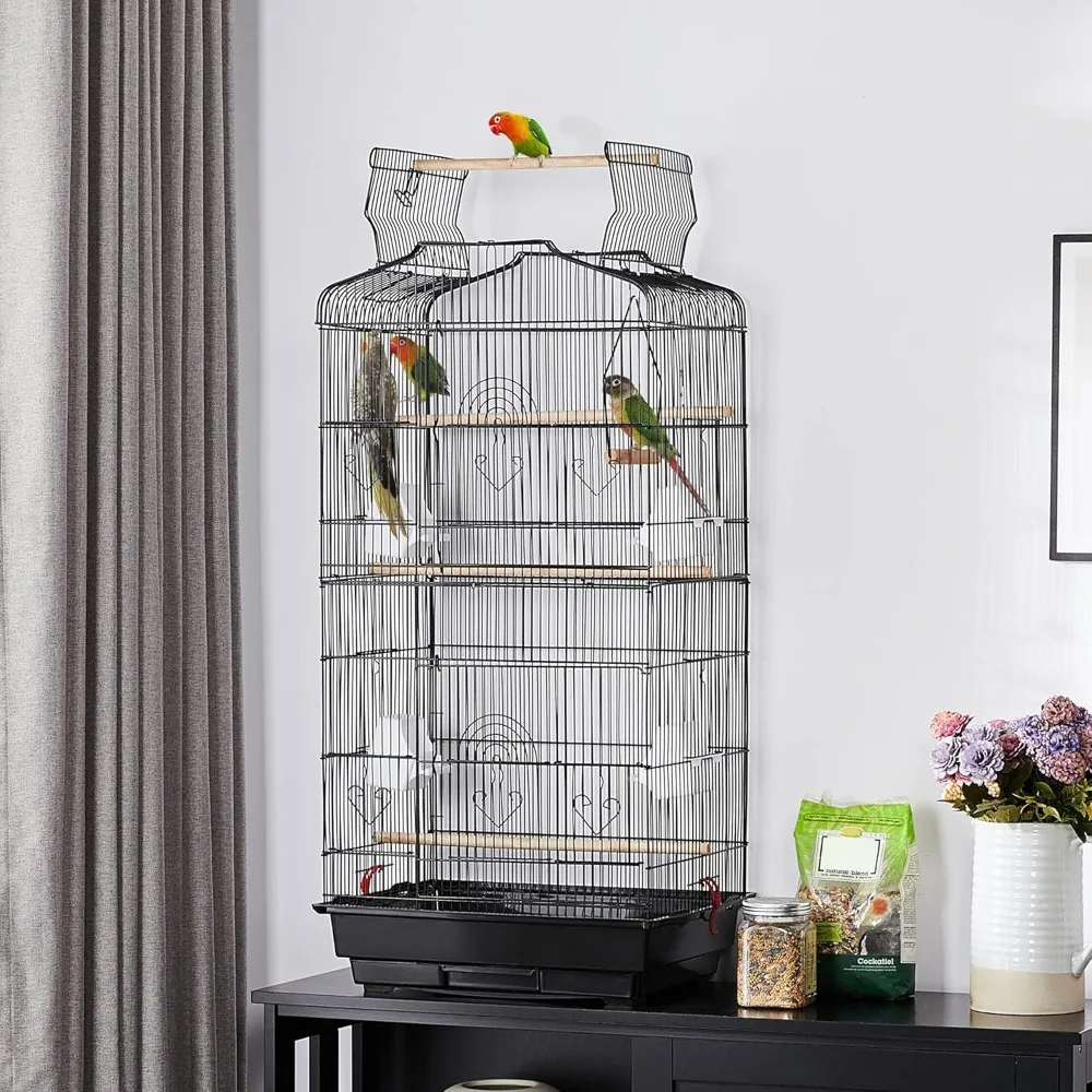 

41-inch Open Top Medium Bird Cages for Parakeets Finches Canaries Lovebirds Small Quaker Parrots Cockatiels Budgie Green