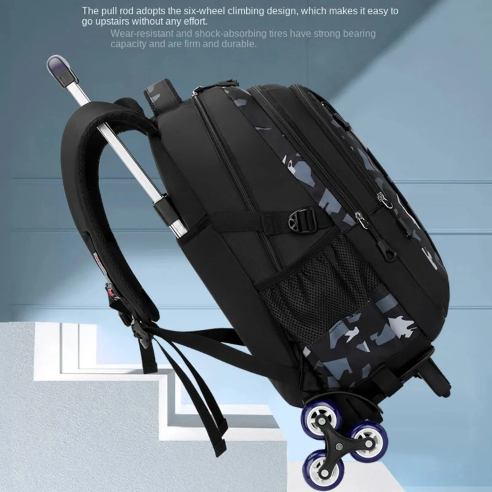 حقيبة ظهر متدحرجة بعجلات للبنين حقيبة مدرسية بعجلات مقاومة للماء حقيبة ظهر مدرسية للطلاب للأطفال حقيبة كتب للسفر