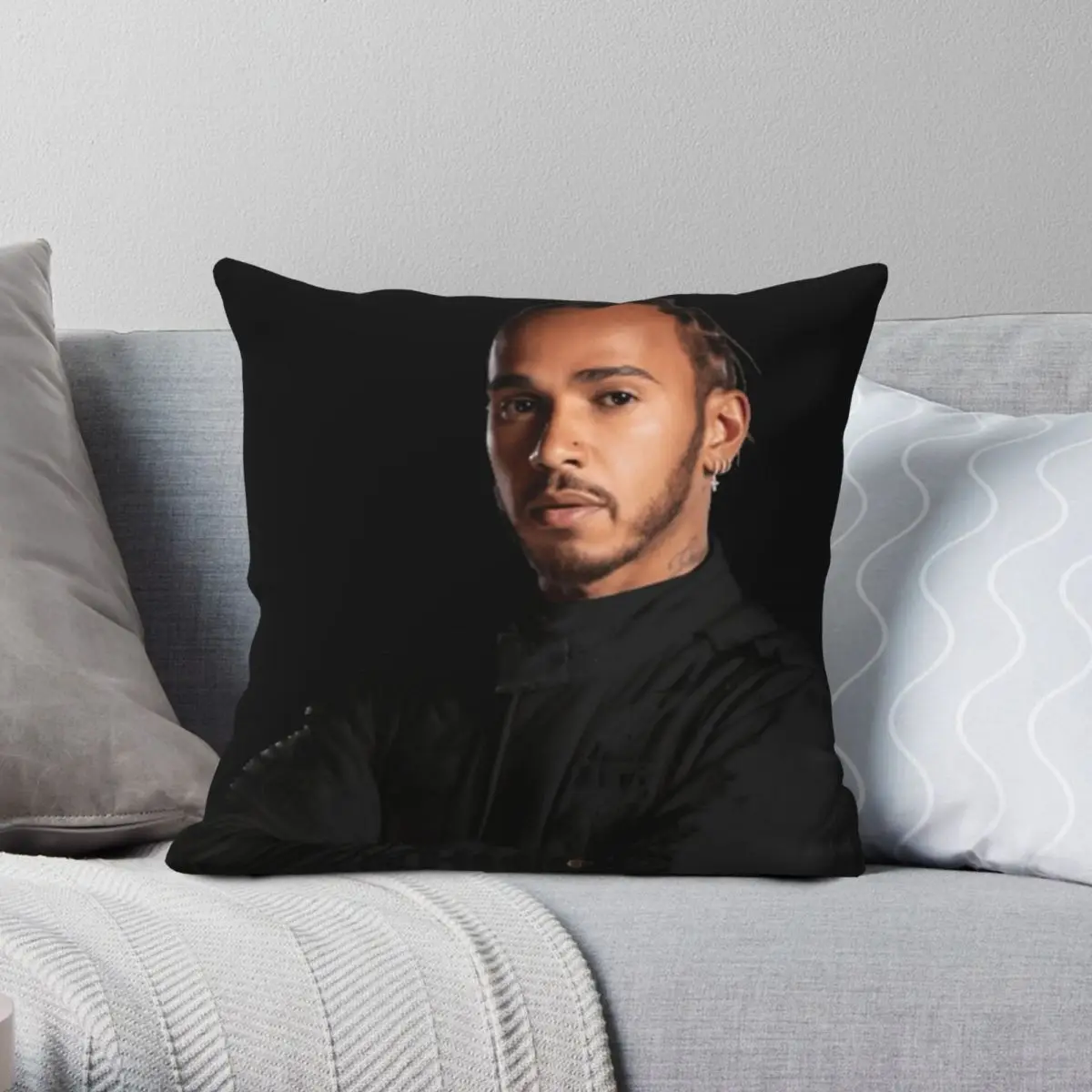 Lewis Hamilton Racing Driver Square Pillowcase Polyester Linen Velvet Creative Zip Decorative Pillow Case Home Cushion Cover