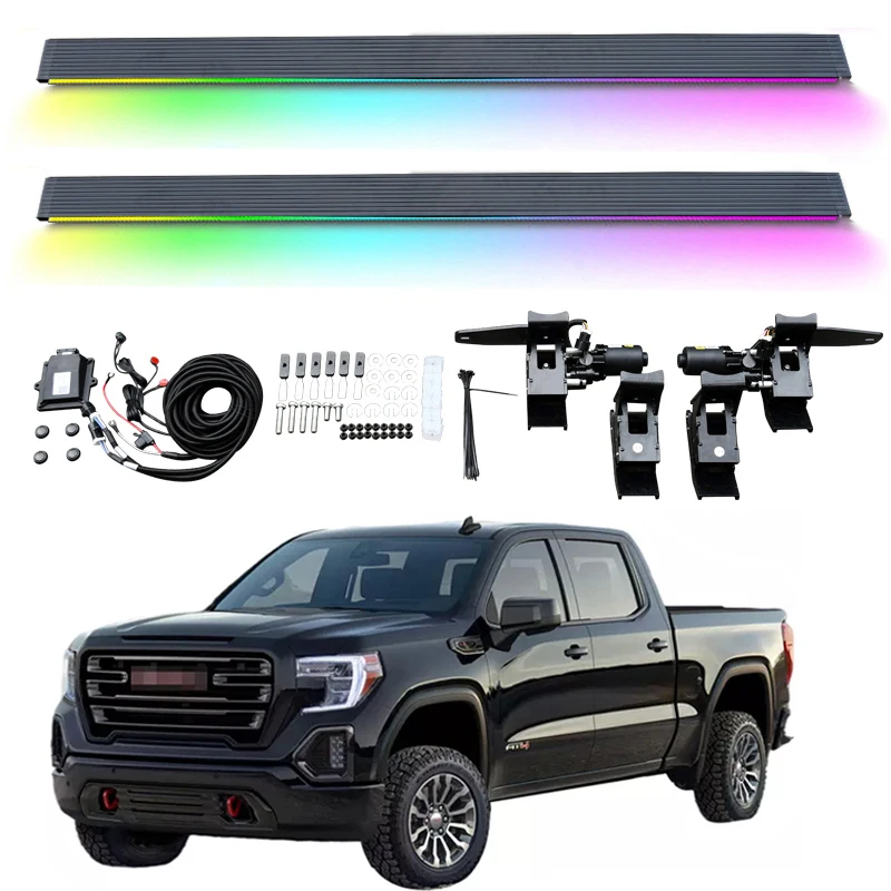 Automatic Electric Power Side Step Running Board LED light for GMC Sierra 1500-Double Cab HD-Double Cab 2019+