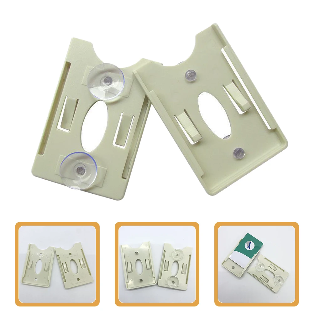 

2 Pcs Suction Cup Card Holder Badge Display Sleeve Cover Plastic Document Management