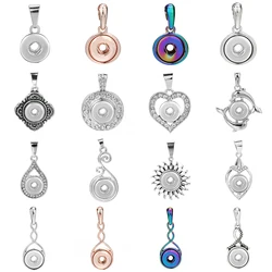 New Snap Button Jewelry Simple Metal 12mm Snap Pendant Necklace Fit Mini 12mm Snap Buttons Jewelry Pendants for Women