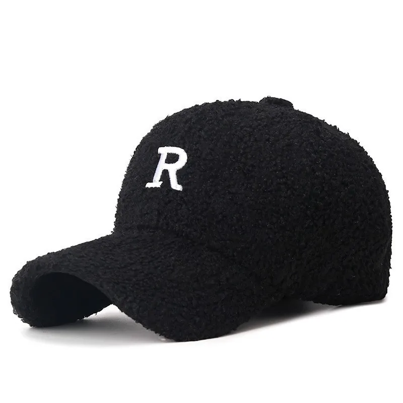 Winter-Baseballmütze aus einfarbiger M-Label-Lammwolle für Damen, warme, lässige, modische, vielseitige Plüsch-Entenschnabelmütze im Freien – Detail 30