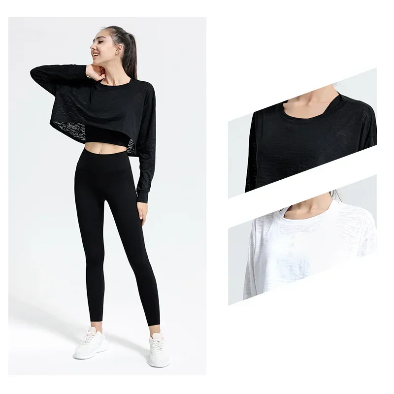 Long-sleeved Loose T-shirts Running Yoga Clothes Sports Tops Women Autumn Oversize Fitness Clothes Quick-drying Clothes Blouses