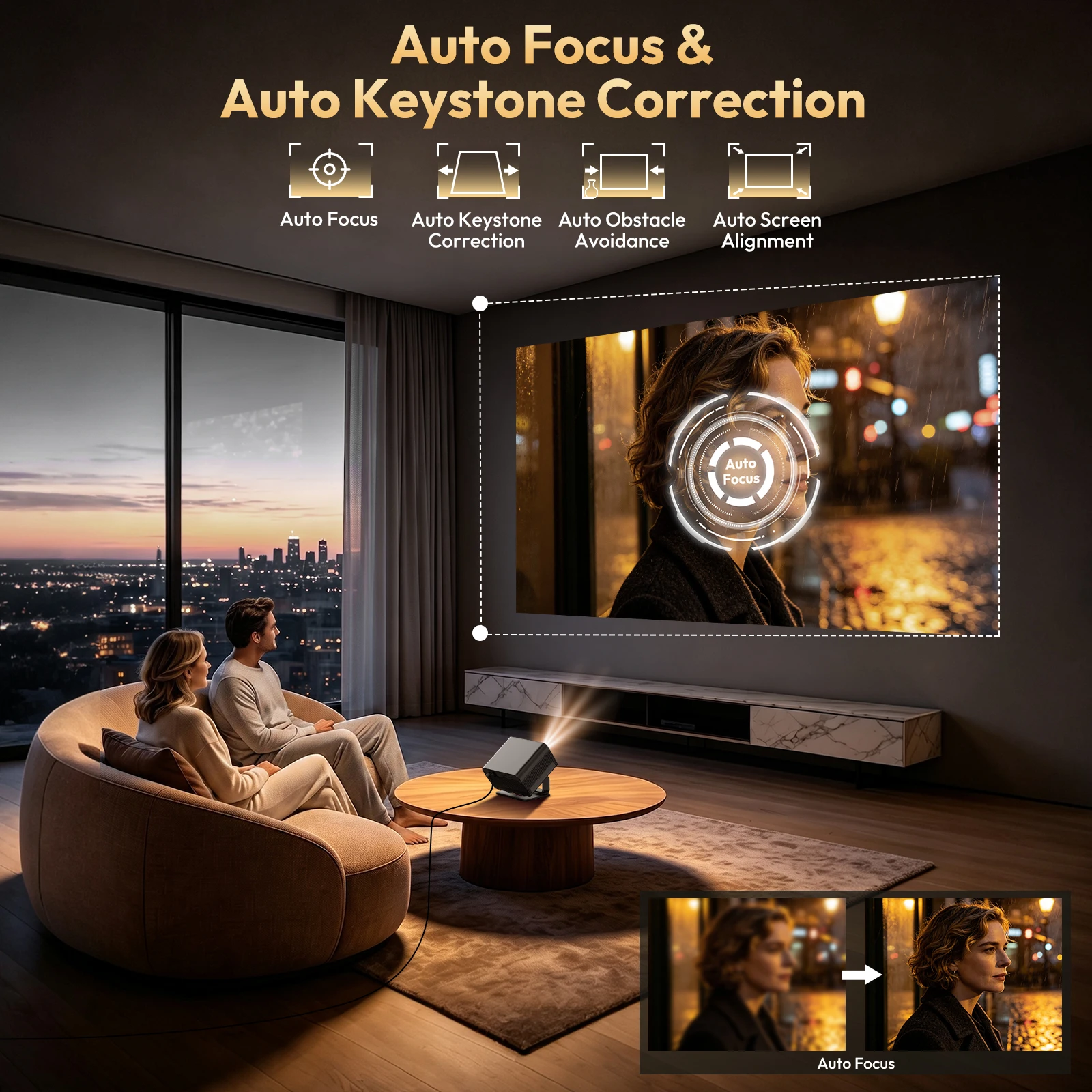 XGODY – умный проектор, 700 AN – обзор и цена Auto Focus Keystone Correction Projector
