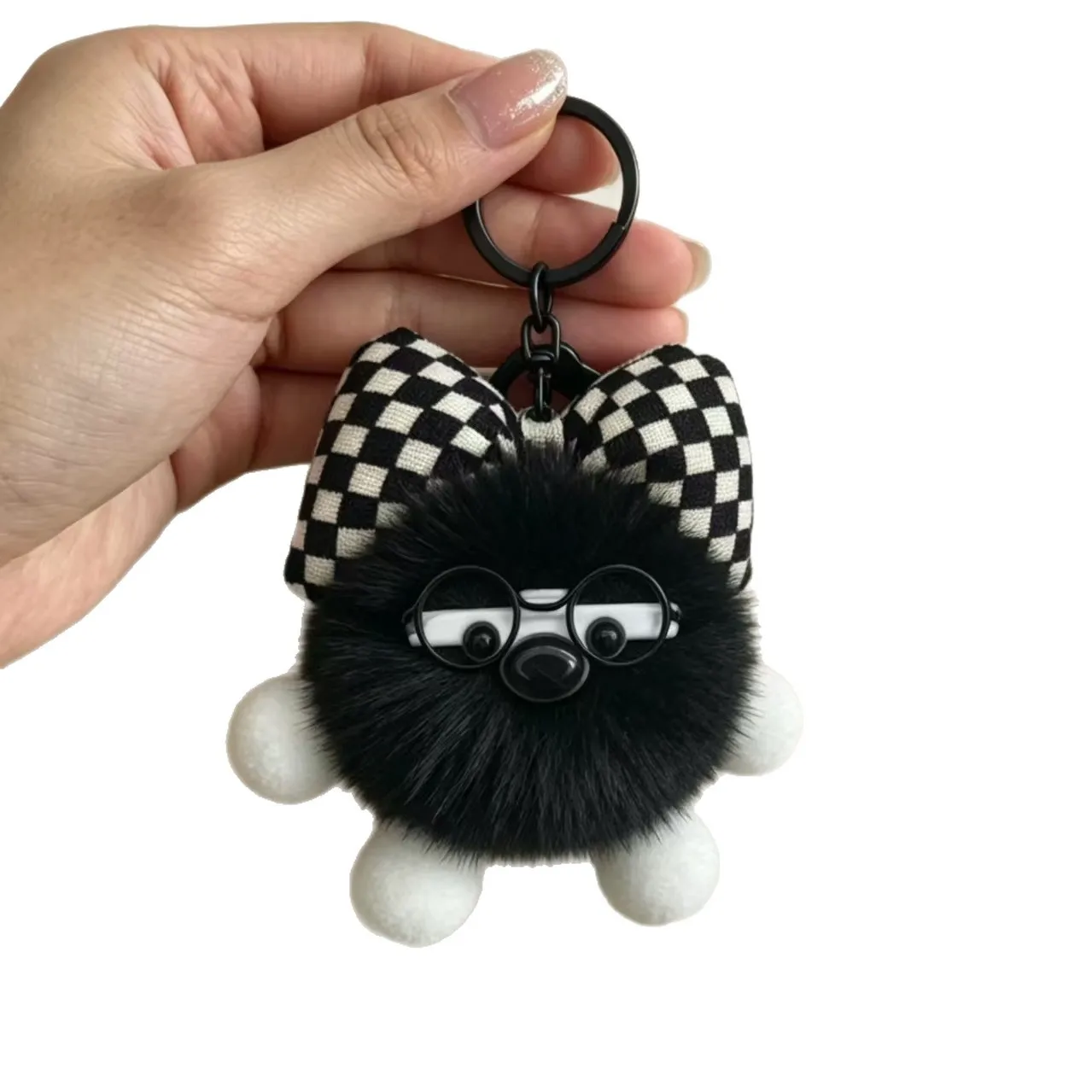 Cute Mini Rabbit Fluffy Key Chains Pom Pon Trinket Hanging Decoration Plush Animal Doll Bag Pendant Auto Keyring Lovely Presents