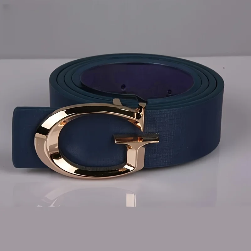 حزام خصر من جلد البولي يوريثان بتصميم كاجوال للجنسين، حزام خصر جينز ذهبي فاخر عالي الجودة، اختيار مثالي لهدية العيد
