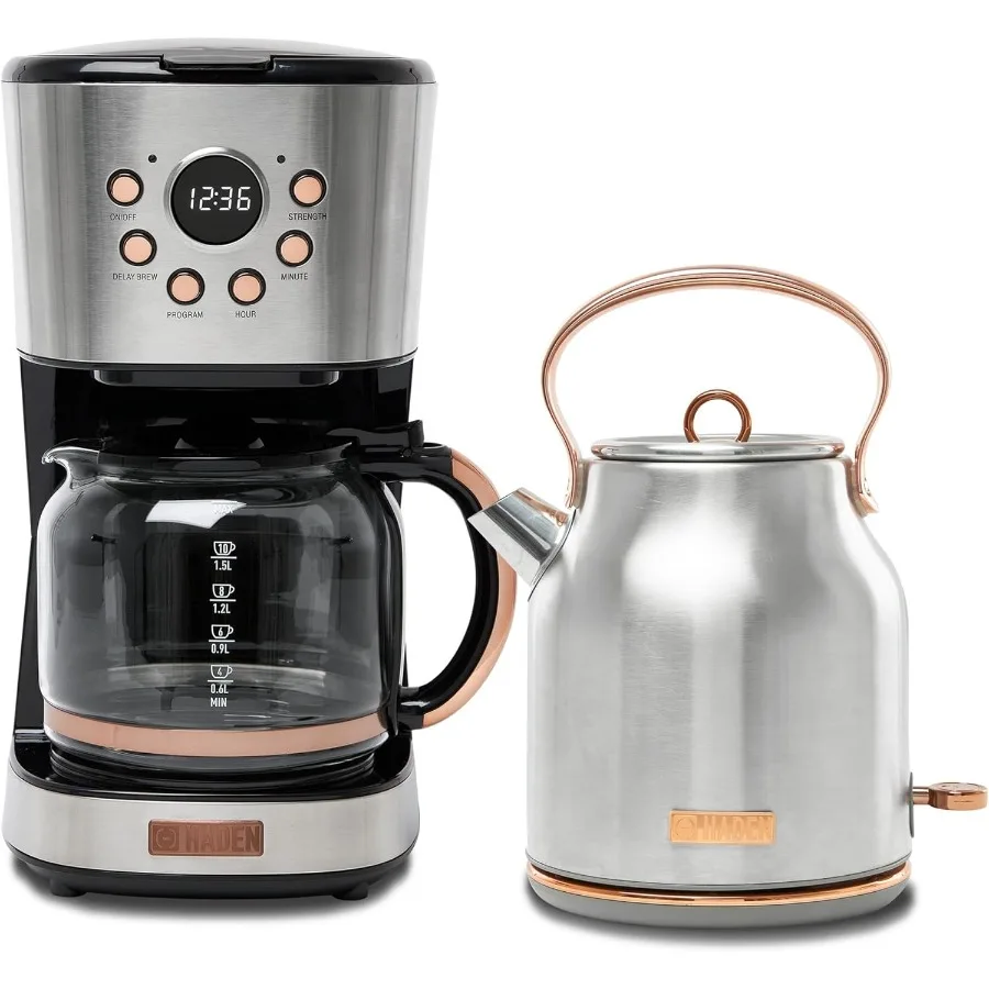 Heritage 1.7 Liter Stainless Steel Electric Kettle Bundled with 12 Cup Drip