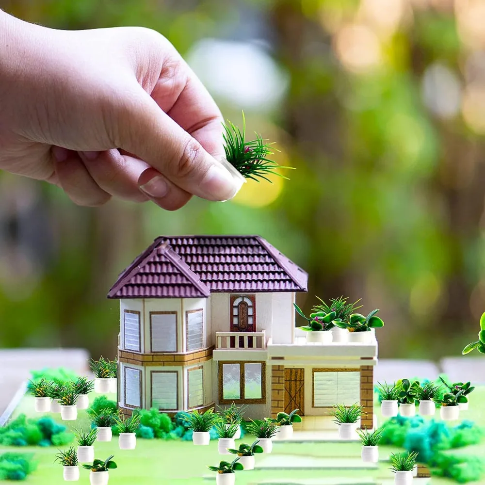 Dollhouse Plant, Miniature Bonsai Plant, Mini Potted Plant, Flower Model, Small Fake Green Decorative Toyhouse