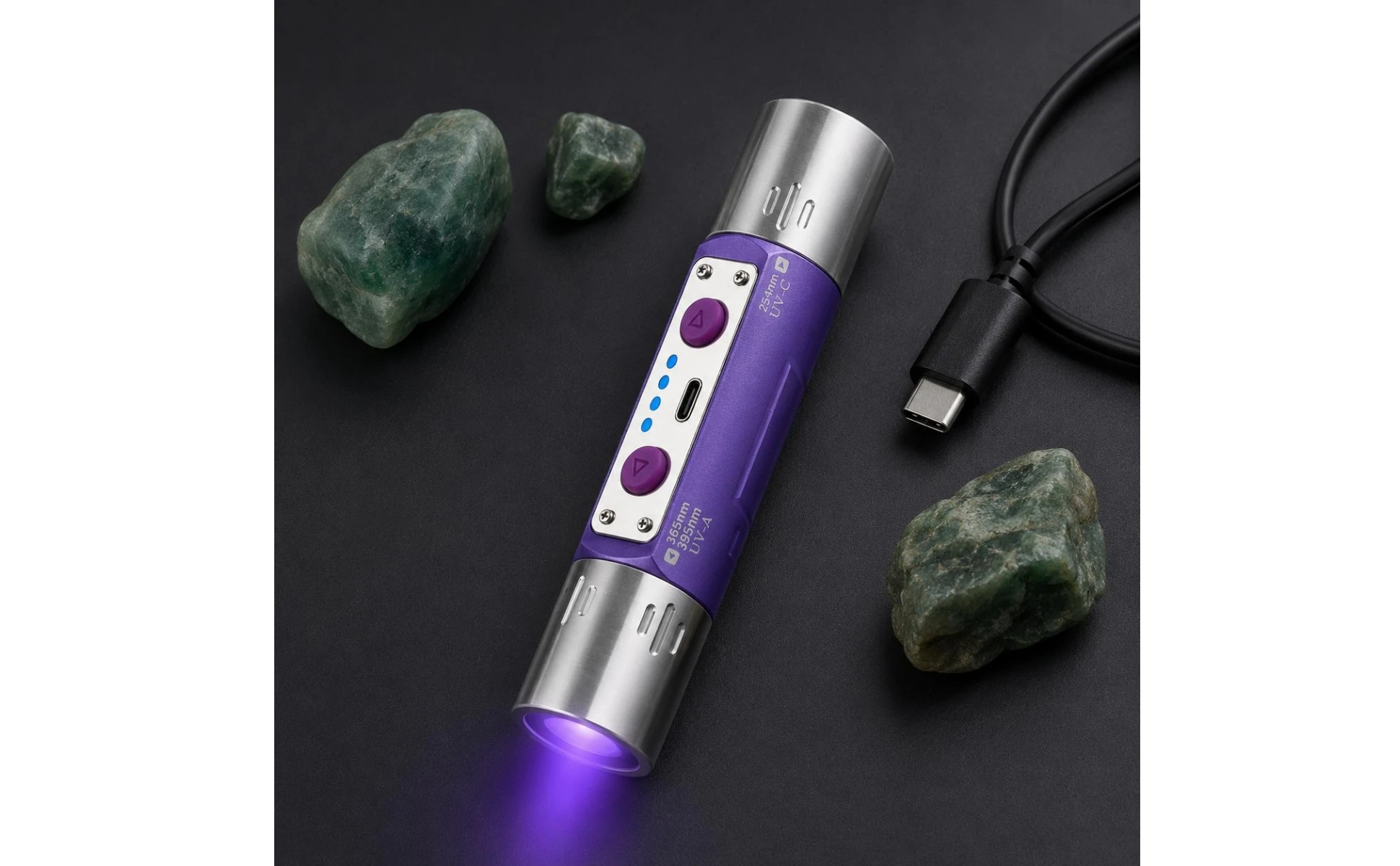 Two Wavelength Flashlight Type-C Charging Handheld Tool Portable Gear Gift Box