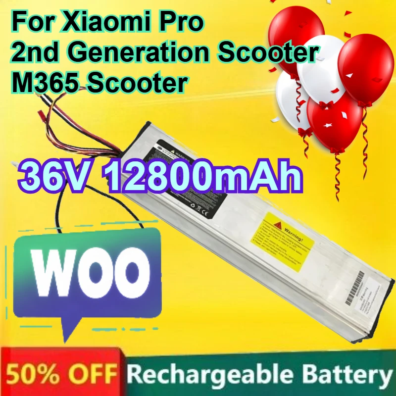 

36V Rechargeable Lithium Battery for Xiaomi Pro 2nd Generation Scooter M365 Scooter Battery 12800mAh Large Capacity