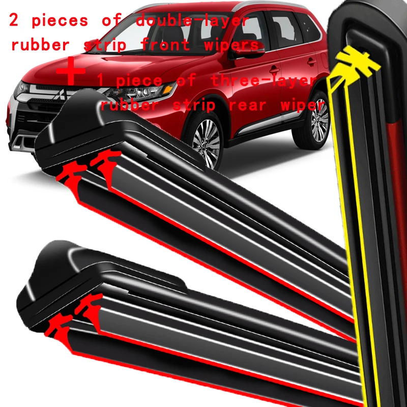 

For Mitsubishi Outlander MK3 2013-2020 2014 2015 Wiper Front&Rear Wiper Blades Windshield Windscreen Window Brushes 26"+18"+12"